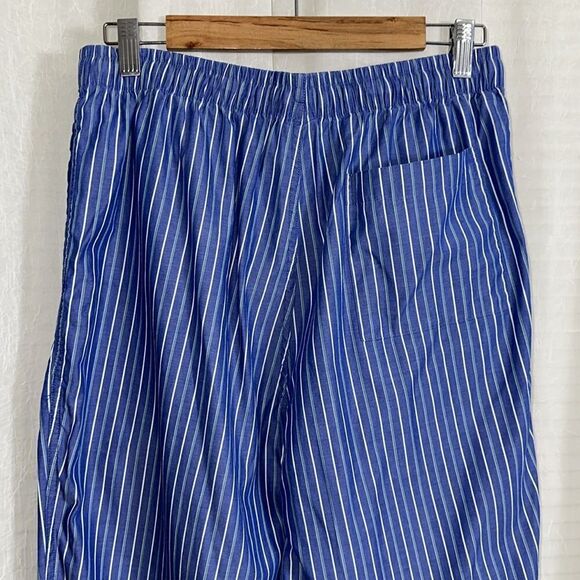 Brooks Brothers M Blue Green White Vertical Stripe 💯Cotton Drawstring PJ Pants - Picture 4 of 10